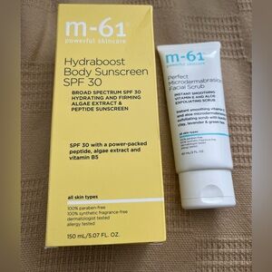 M-61 Hydraboost Body Sunscreen SPF 30 and M-61 perfect microdermabrasion scrub